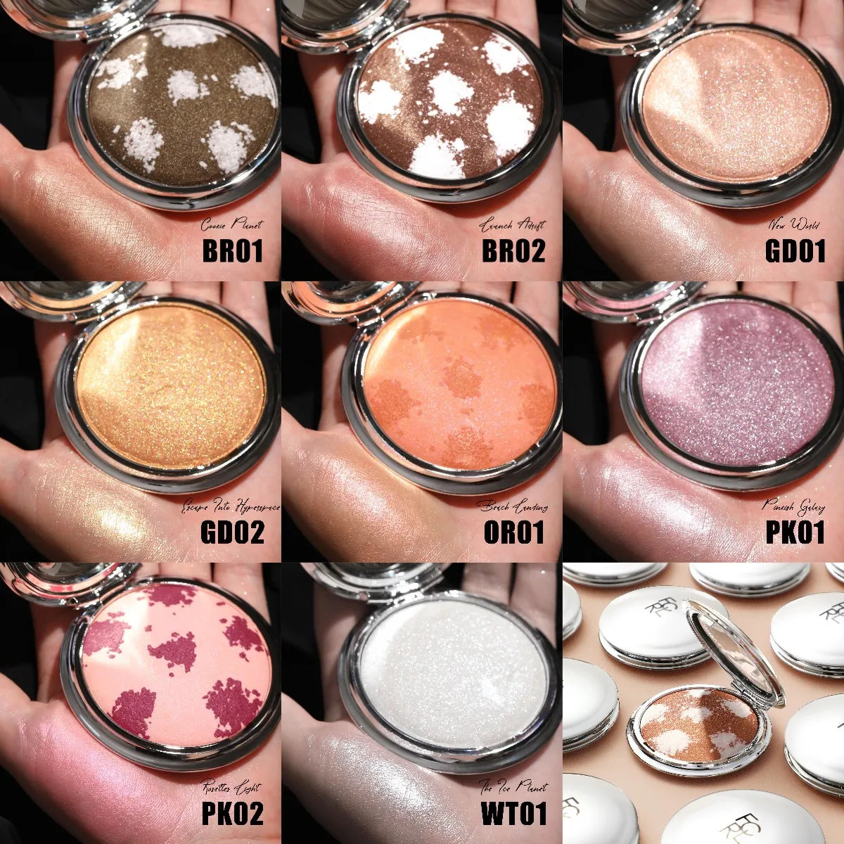 Shimmer Face Bronzers Highlighter Palette Natural Brightening