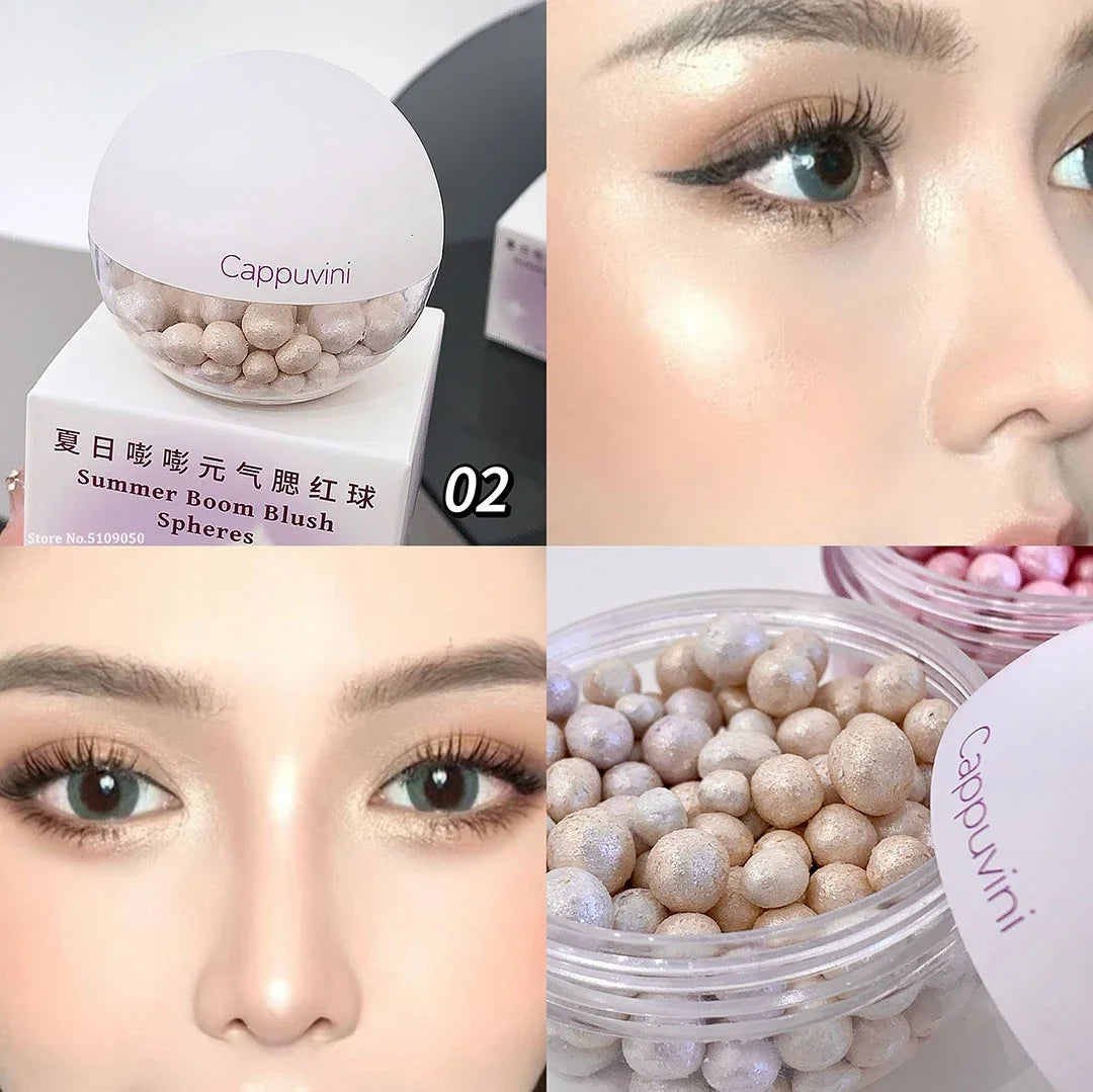 High Gloss Pearl Beans Highlighter Brightening Powder Rouge Blusher