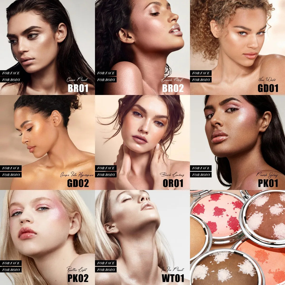 Shimmer Face Bronzers Highlighter Palette Natural Brightening