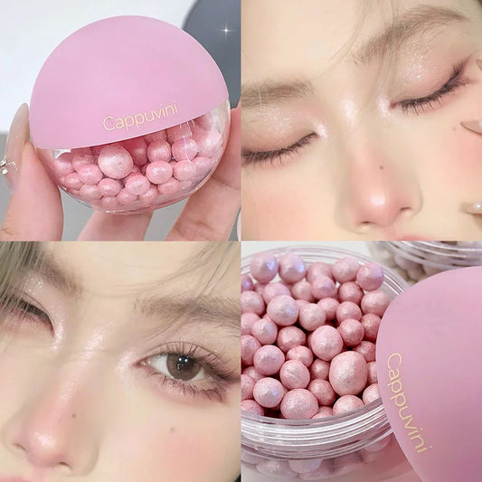 High Gloss Pearl Beans Highlighter Brightening Powder Rouge Blusher
