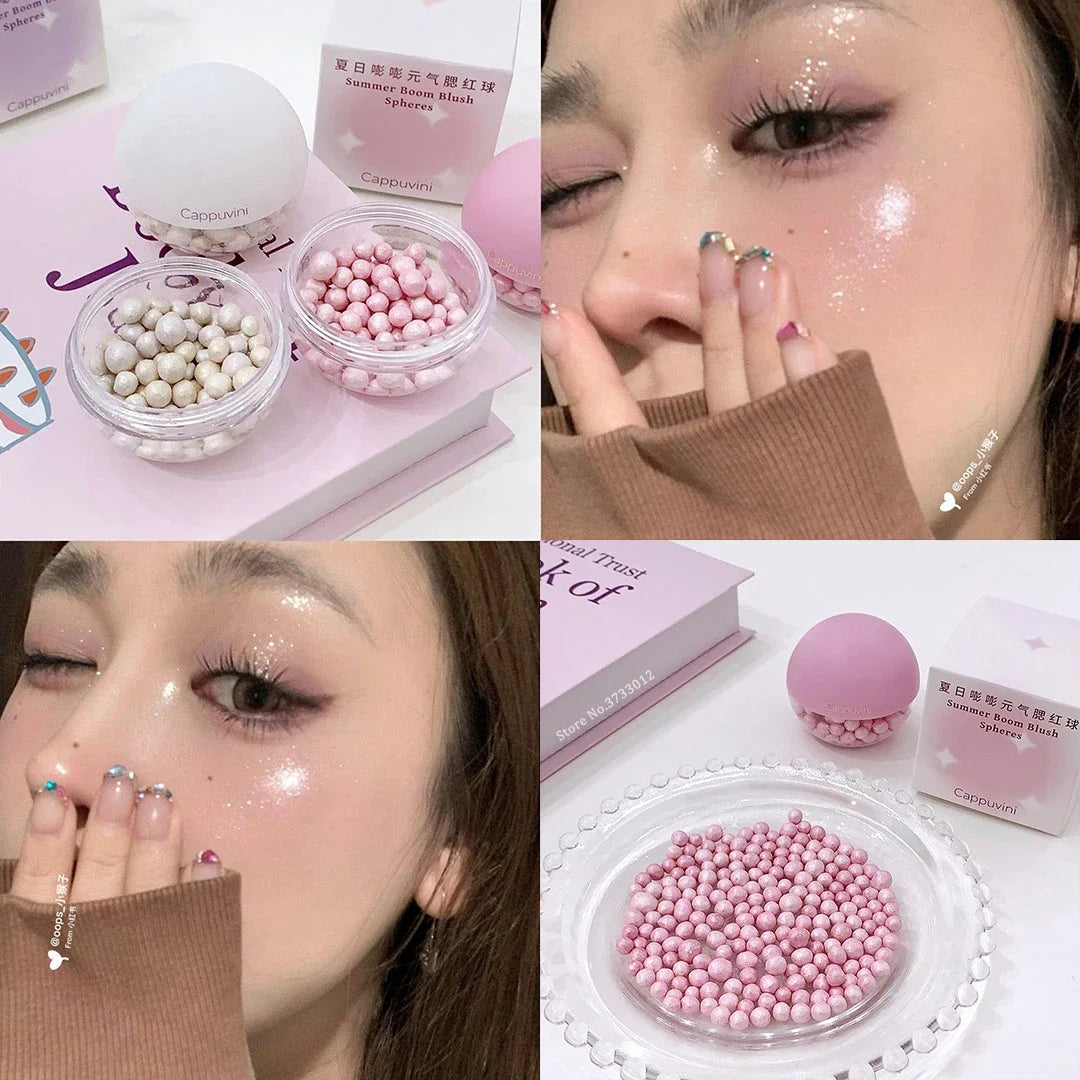 High Gloss Pearl Beans Highlighter Brightening Powder Rouge Blusher
