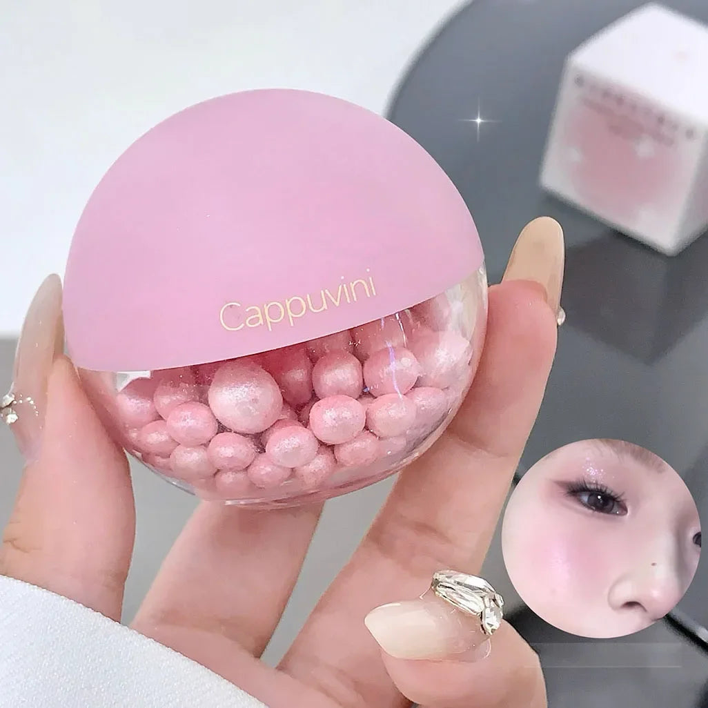 High Gloss Pearl Beans Highlighter Brightening Powder Rouge Blusher
