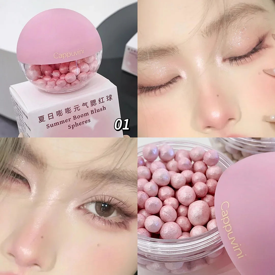 High Gloss Pearl Beans Highlighter Brightening Powder Rouge Blusher